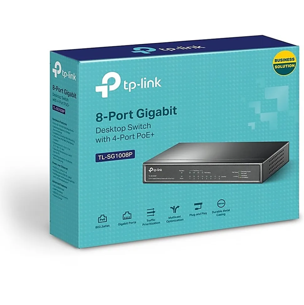 TP-LINK TL-SG1008P - 8 Port Gigabit PoE Switch - 4 PoE+ Ports @64W - Desktop - Plug & Play - Sturdy Metal w/ Shielded Ports - TLSG1008P