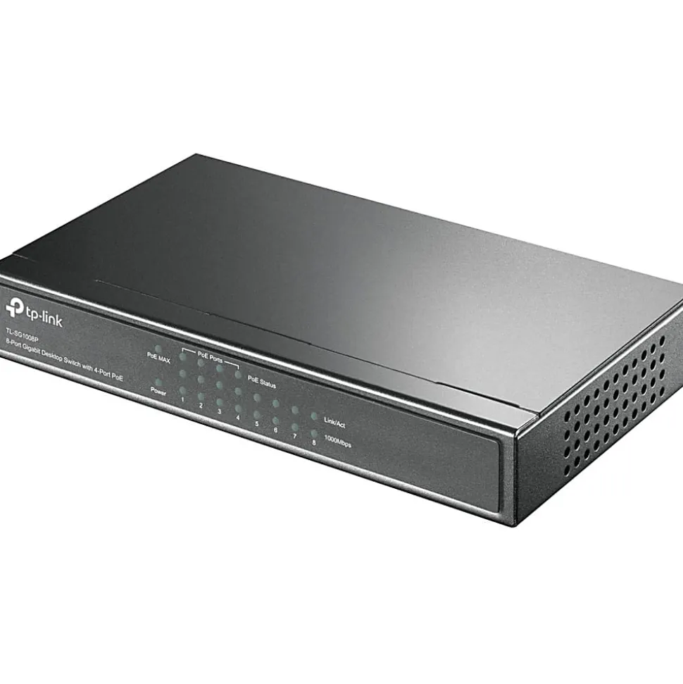 TP-LINK TL-SG1008P - 8 Port Gigabit PoE Switch - 4 PoE+ Ports @64W - Desktop - Plug & Play - Sturdy Metal w/ Shielded Ports - TLSG1008P