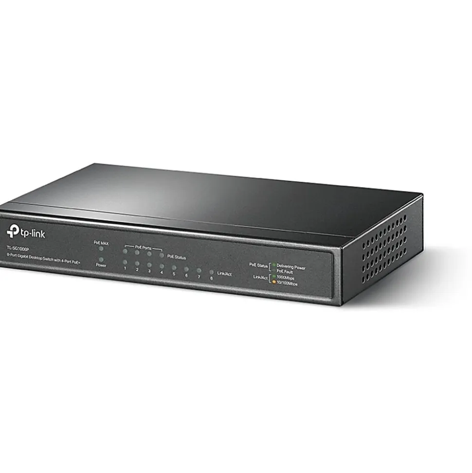 TP-LINK TL-SG1008P - 8 Port Gigabit PoE Switch - 4 PoE+ Ports @64W - Desktop - Plug & Play - Sturdy Metal w/ Shielded Ports - TLSG1008P