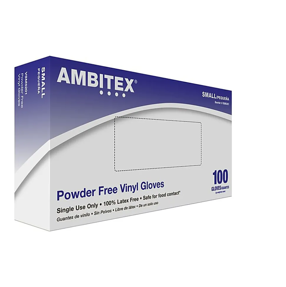 Tradex International Powder-Free Vinyl General Purpose Gloves, Small, Clear, Box Of 100