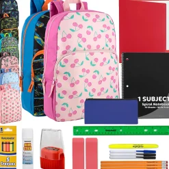 Trailmaker Backpacks With 20-Piece School Supply Kits, Assorted, Total Qty 24