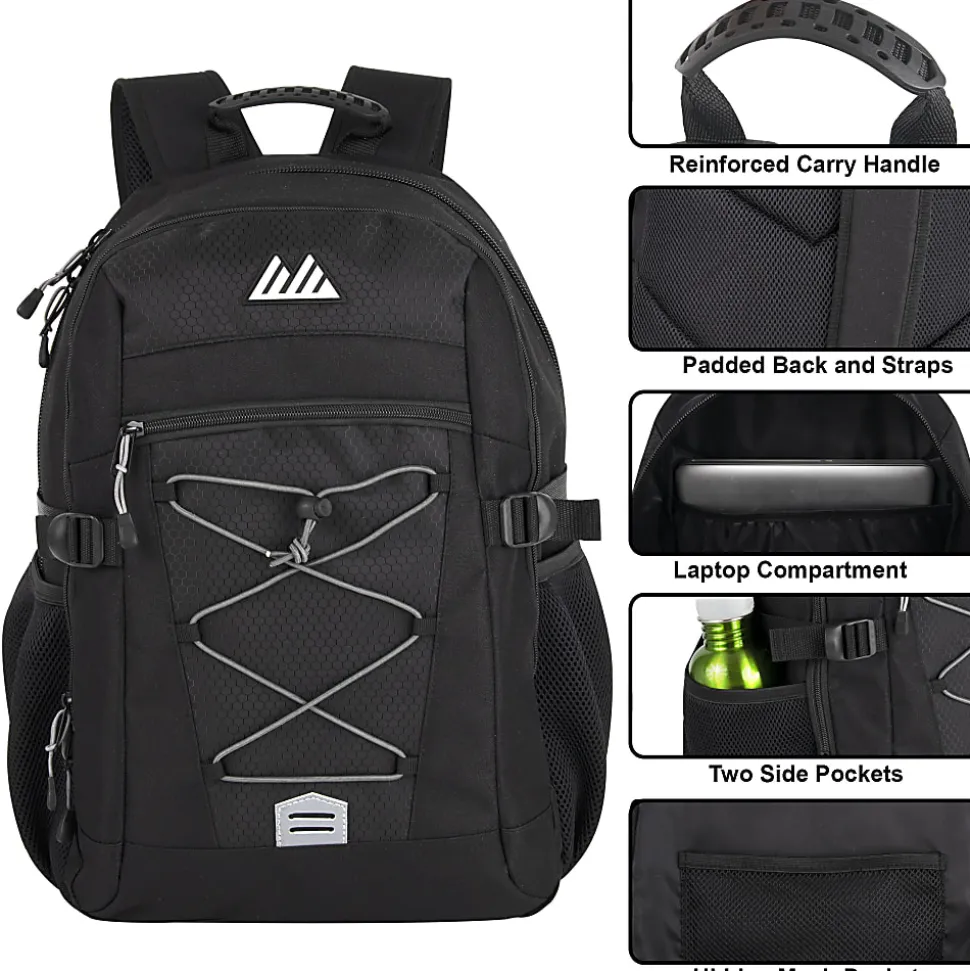 Trailmaker Bungee Backpack With 17" Laptop Sleeve, Black