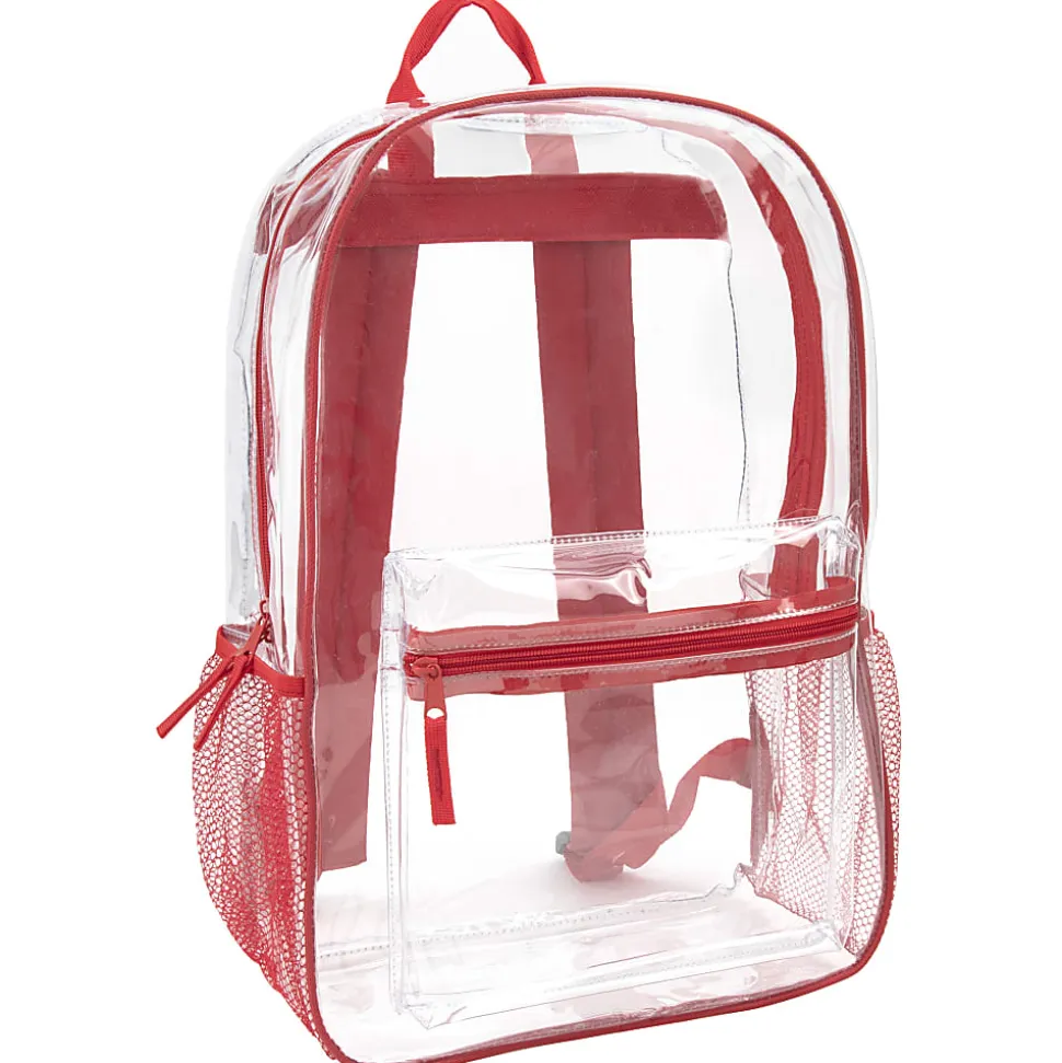 Trailmaker Classic Clear Backpacks, Assorted Trim, Case Of 24 Backpacks