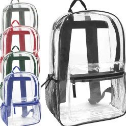Trailmaker Classic Clear Backpacks, Assorted Trim, Case Of 24 Backpacks