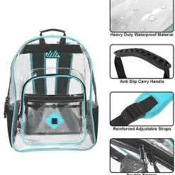 Trailmaker Clear Backpack, Turquoise Trim