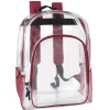 Trailmaker Deluxe Clear Backpacks With Side Pockets, Black, Pack Of 24 Backpacks