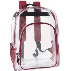 Trailmaker Deluxe Clear Backpacks With Side Pockets, Black, Pack Of 24 Backpacks