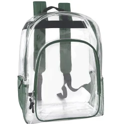 Trailmaker Deluxe Clear Backpacks With Side Pockets, Black, Pack Of 24 Backpacks