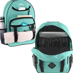 Trailmaker Double Buckle Backpacks With 30-Piece School Supply Kits, Blue/Green/Purple, Total Qty 12