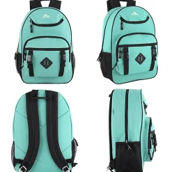 Trailmaker Double Buckle Backpacks With 30-Piece School Supply Kits, Blue/Green/Purple, Total Qty 12