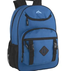 Trailmaker Double Buckle Backpacks With 30-Piece School Supply Kits, Black/Blue/Gray/Red, Total Qty 12