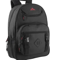 Trailmaker Double Buckle Backpacks With 30-Piece School Supply Kits, Black/Blue/Gray/Red, Total Qty 12