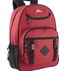 Trailmaker Double Buckle Backpacks With 30-Piece School Supply Kits, Black/Blue/Gray/Red, Total Qty 12