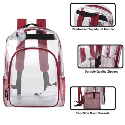 Trailmaker Heavy-Duty Clear Backpack, Red Trim