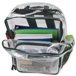 Trailmaker Heavy-Duty Clear Backpack, Green Trim