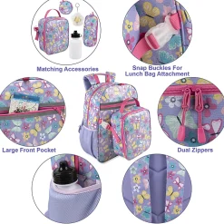 Trailmaker 6-in-1 Backpack Set, Purple Butterfly, Total Qty 1