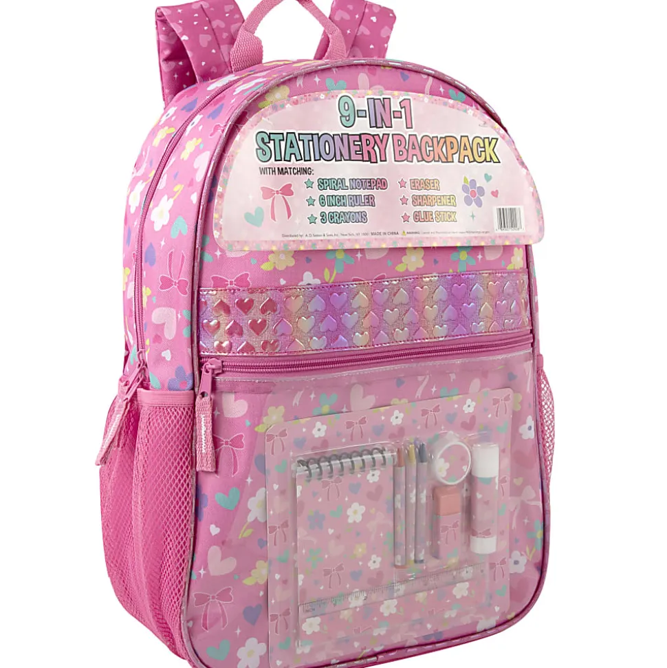 Trailmaker 9-in-1 Backpack With School Supplies, Pink Flower Print