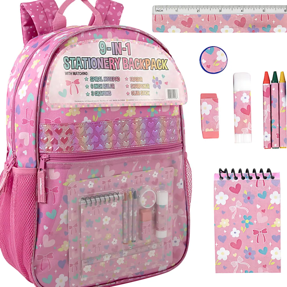 Trailmaker 9-in-1 Backpack With School Supplies, Pink Flower Print