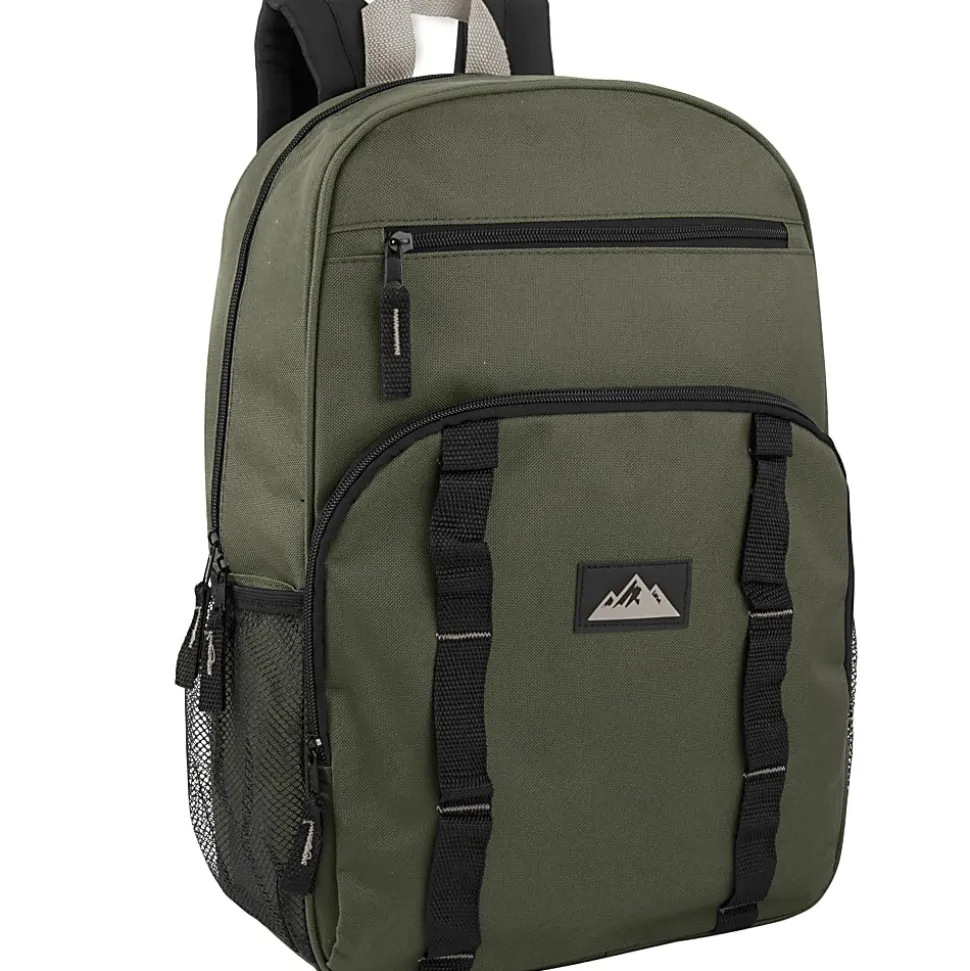 Trailmaker Mesh Side Pocket Backpacks, Black/Blue/Gray/Green, Total Qty 24