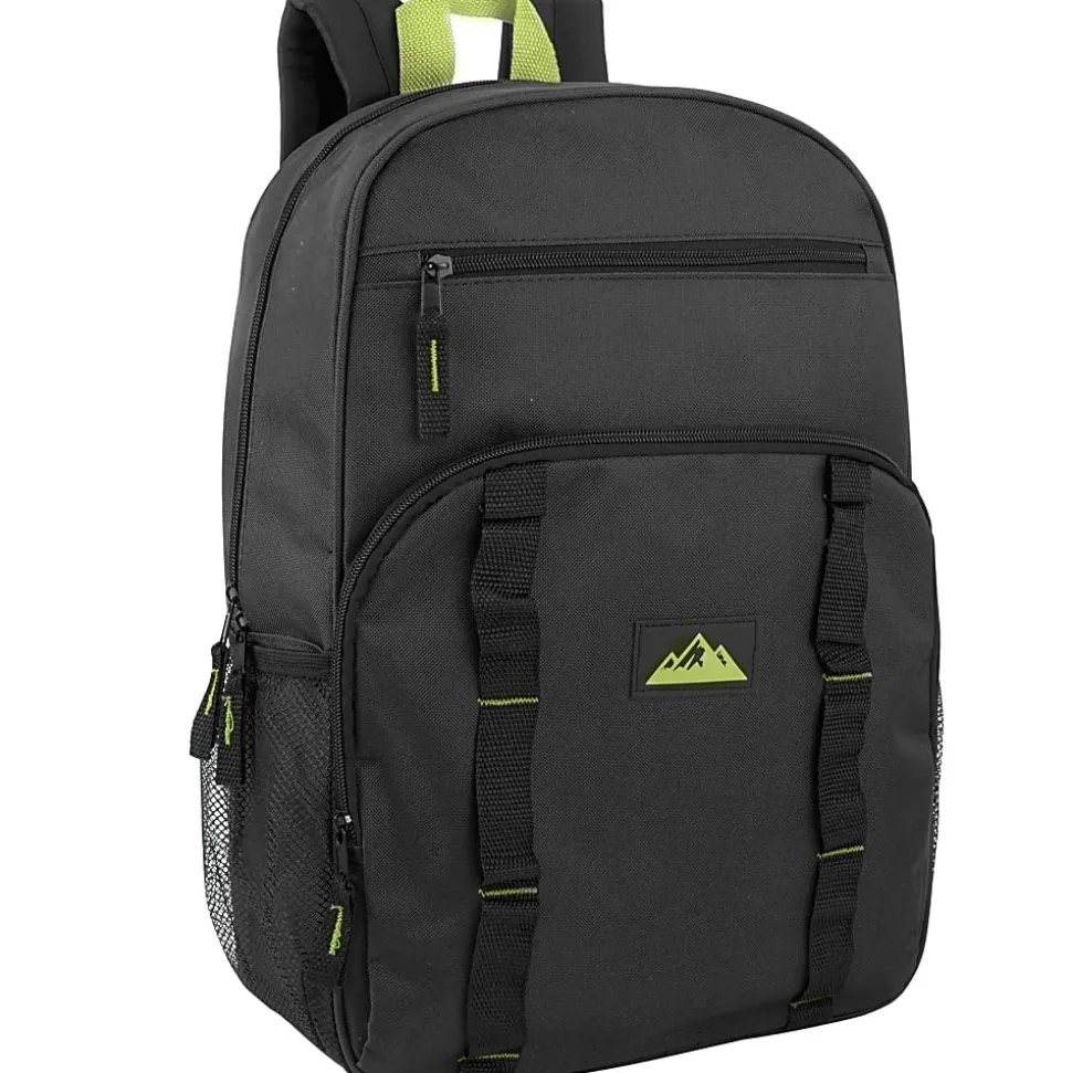 Trailmaker Mesh Side Pocket Backpacks, Black/Blue/Gray/Green, Total Qty 24