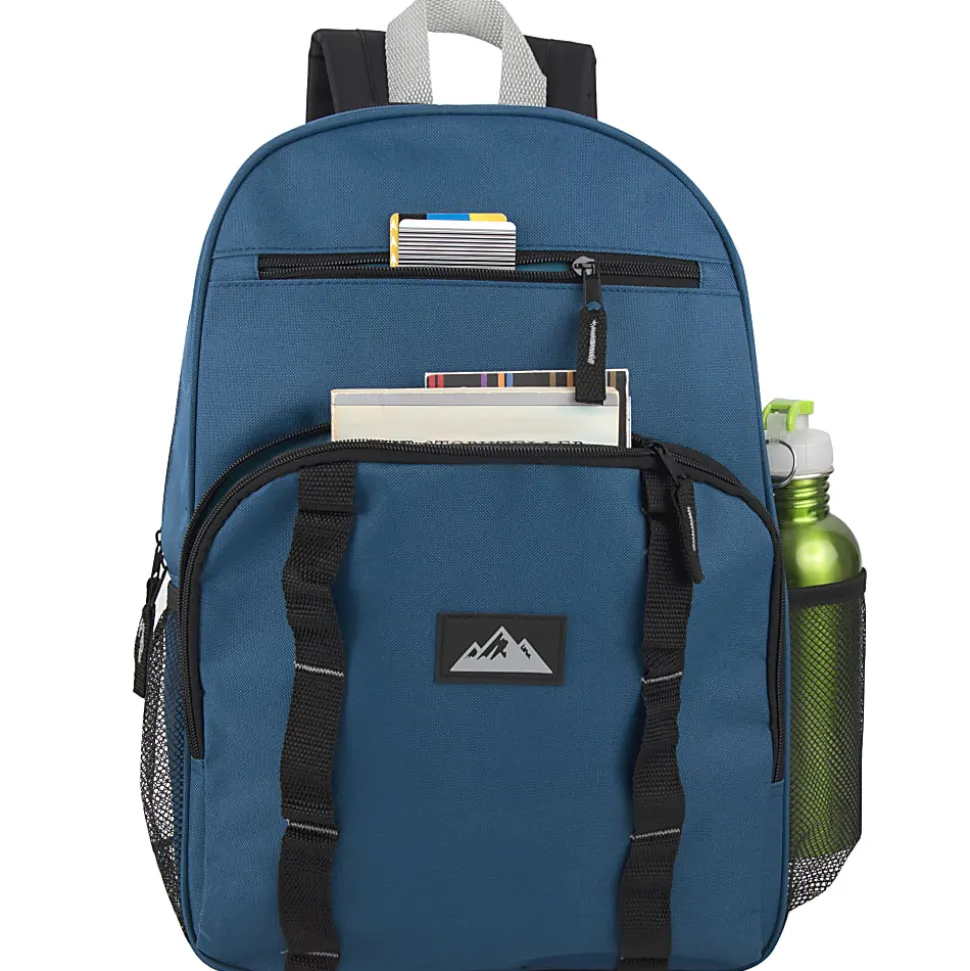 Trailmaker Mesh Side Pocket Backpacks, Black/Blue/Gray/Green, Total Qty 24