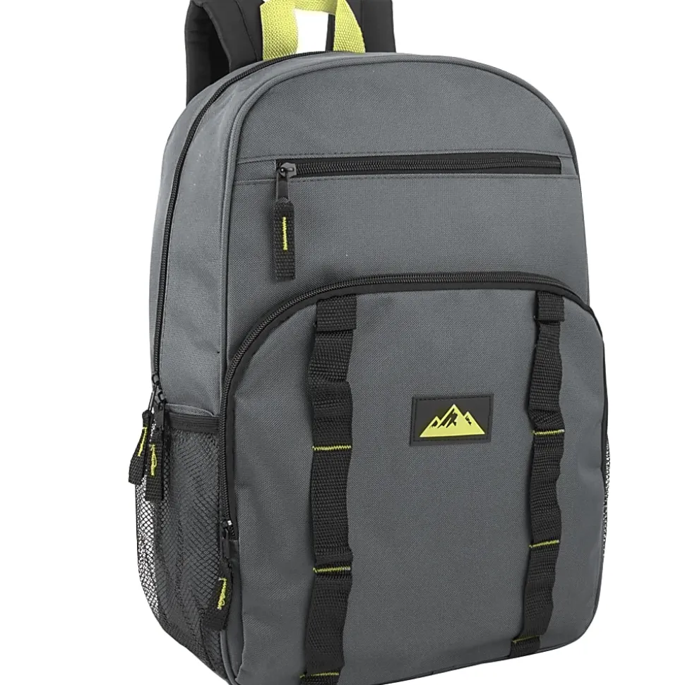 Trailmaker Mesh Side Pocket Backpacks, Black/Blue/Gray/Green, Total Qty 24