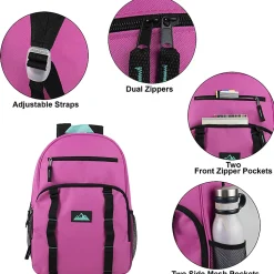 Trailmaker Mesh Side Pocket Backpacks, Pink/Purple/Blue, Total Qty 24
