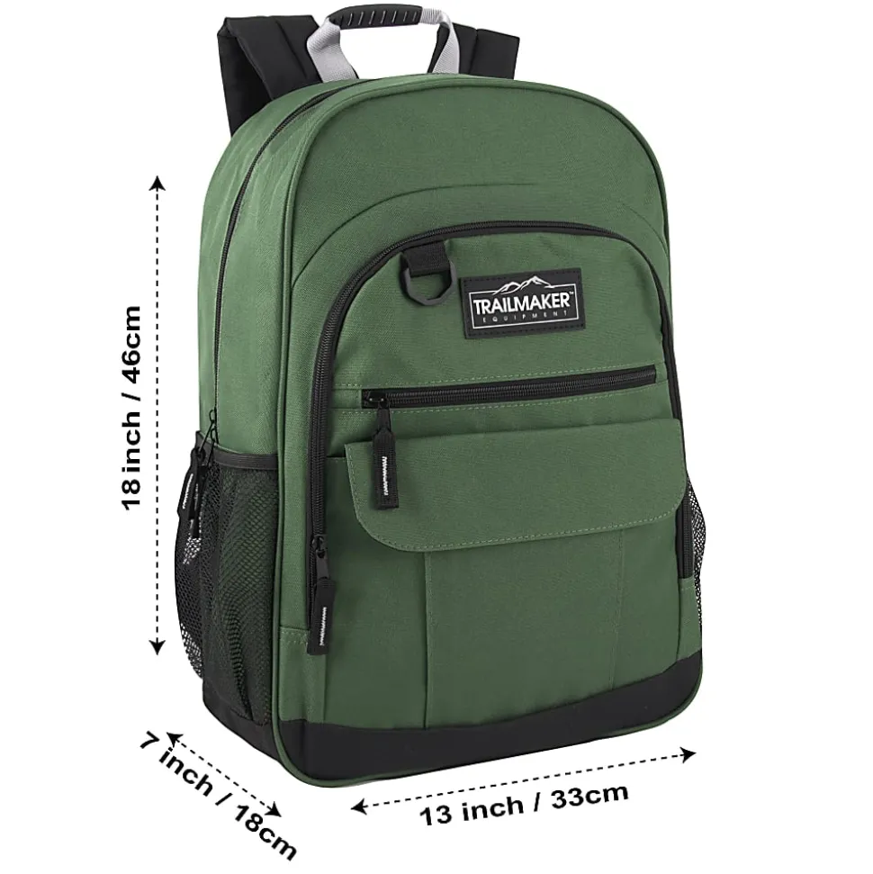 Trailmaker Multi-Pocket Backpacks, Black/Blue/Green, Total Qty 24