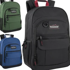 Trailmaker Multi-Pocket Backpacks, Black/Blue/Green, Total Qty 24