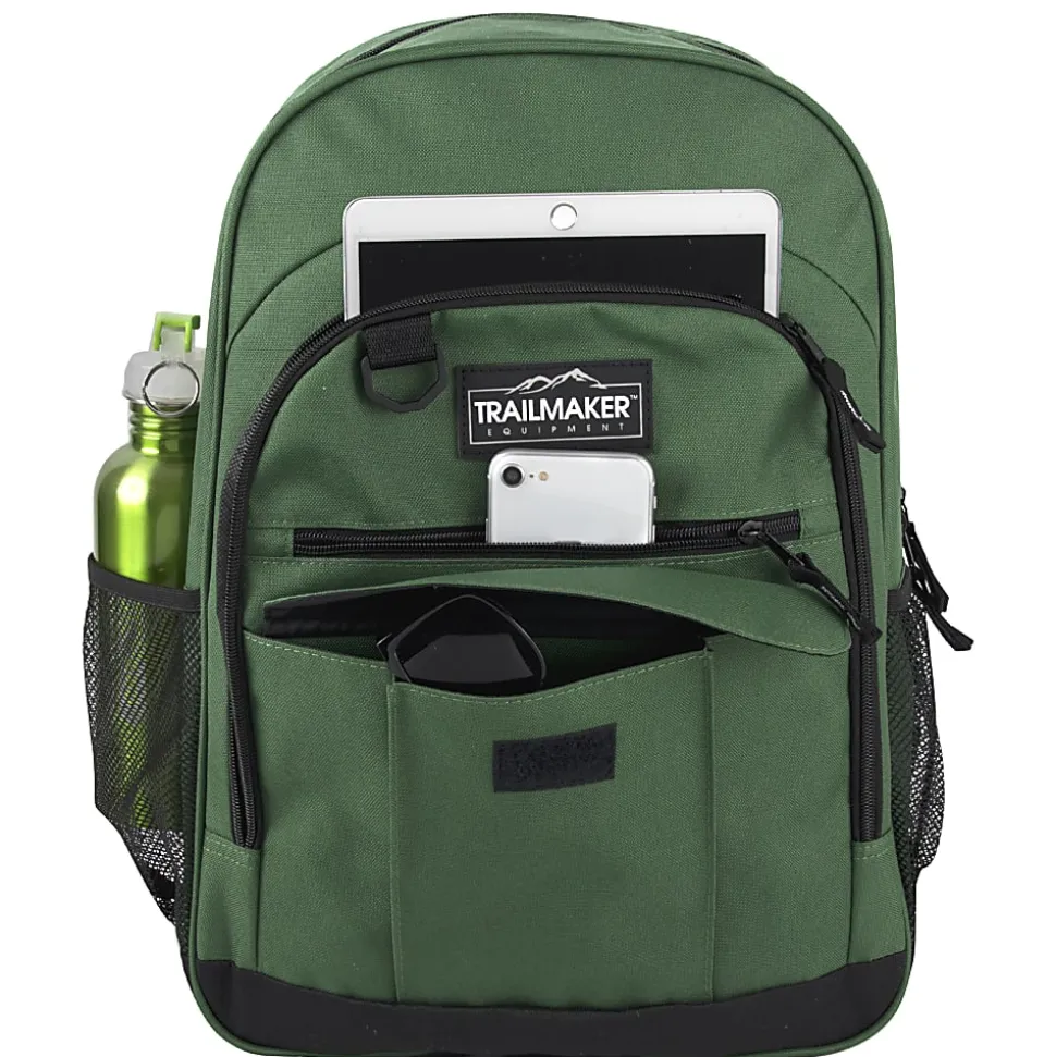 Trailmaker Multi-Pocket Backpacks, Black/Blue/Green, Total Qty 24