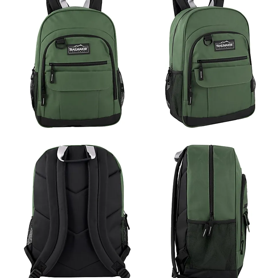 Trailmaker Multi-Pocket Backpacks, Black/Blue/Green, Total Qty 24
