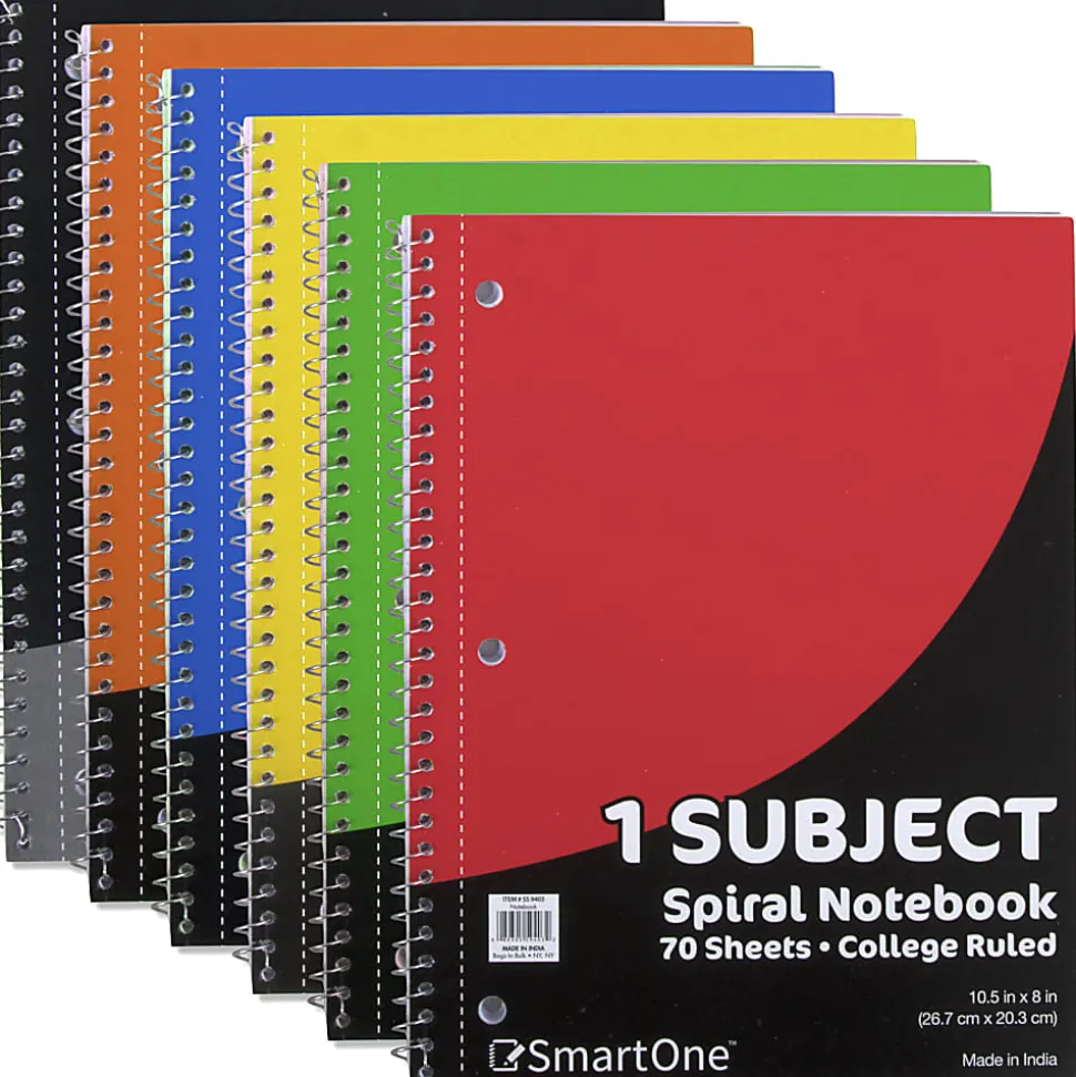 Trailmaker Notebooks, 8" x 10-1/2", 1 Subject, College Ruled, 70 Sheets, Assorted Colors, Pack Of 50 Notebooks