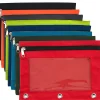 Trailmaker 3-Ring Pencil Cases, 7-1/4”H x 10”W x 1/2”D, Assorted Colors, Pack Of 100 Cases