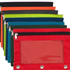 Trailmaker 3-Ring Pencil Cases, 7-1/4”H x 10”W x 1/2”D, Assorted Colors, Pack Of 100 Cases