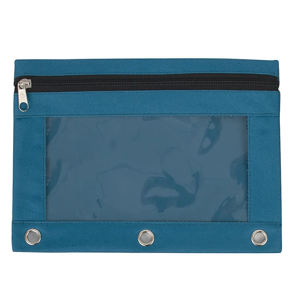 Trailmaker 3-Ring Pencil Cases, 7-1/4”H x 10”W x 1/2”D, Assorted Colors, Pack Of 100 Cases