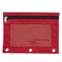 Trailmaker 3-Ring Pencil Cases, 7-1/4”H x 10”W x 1/2”D, Assorted Colors, Pack Of 100 Cases