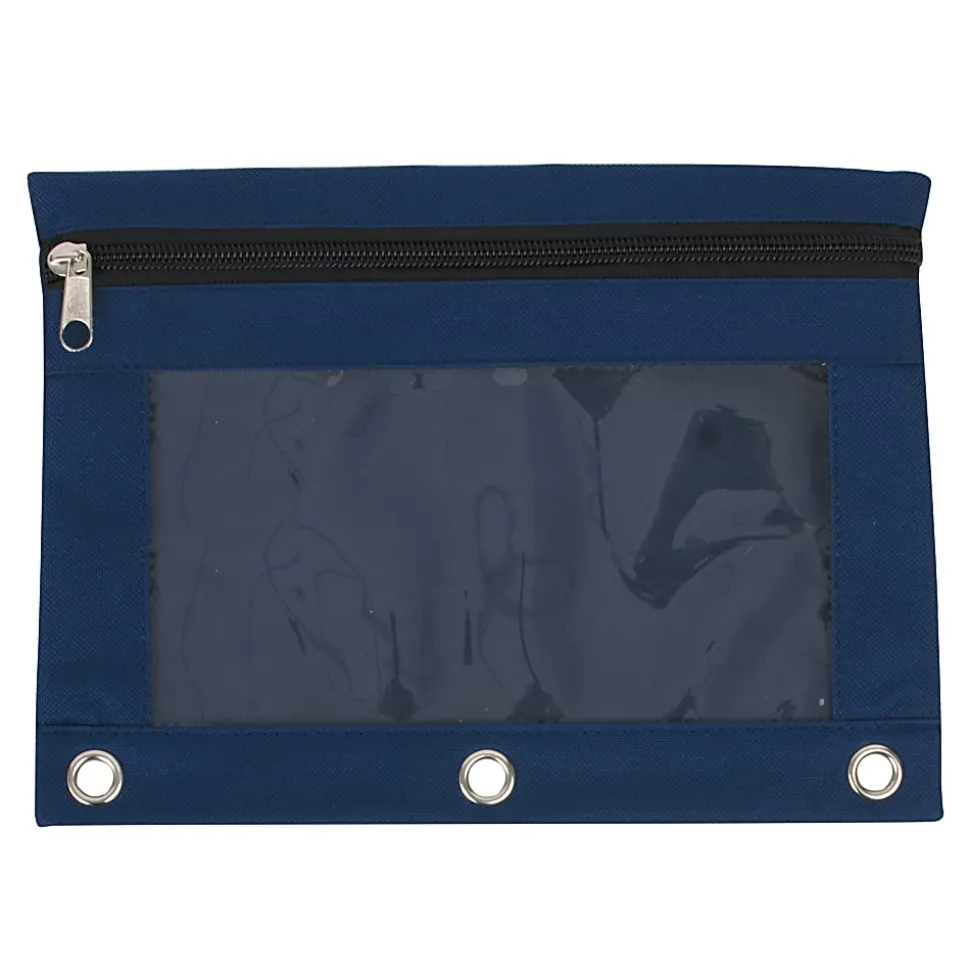 Trailmaker 3-Ring Pencil Cases, 7-1/4”H x 10”W x 1/2”D, Assorted Colors, Pack Of 100 Cases