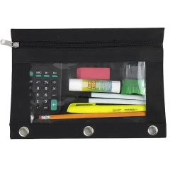 Trailmaker 3-Ring Pencil Cases, 7-1/4”H x 10”W x 1/2”D, Assorted Colors, Pack Of 100 Cases