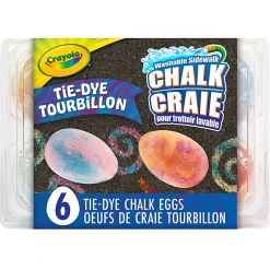 Transform sidewalks with Crayola Tie-Dye Chalk Eggs! Choose from 6 washable color combos and create eye-popping art outdoors.