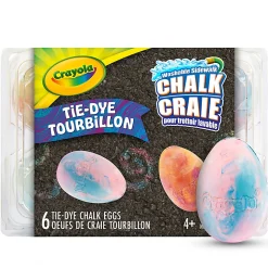 Transform sidewalks with Crayola Tie-Dye Chalk Eggs! Choose from 6 washable color combos and create eye-popping art outdoors.