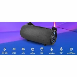 Treblab HD-Max Portable Bluetooth Speaker System - 50 W RMS - Black - 30 Hz to 16 kHz - TrueWireless Stereo - Battery Rechargeable