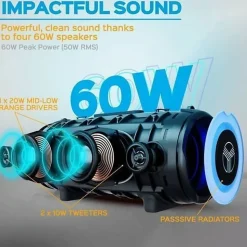 Treblab HD-Max Portable Bluetooth Speaker System - 50 W RMS - Black - 30 Hz to 16 kHz - TrueWireless Stereo - Battery Rechargeable