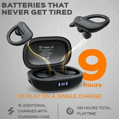 TREBLAB X3 Pro - True Wireless Earbuds with Earhooks - 145H Battery Life, Bluetooth 5.0, IPX5 Waterproof Earbuds - X3PROB