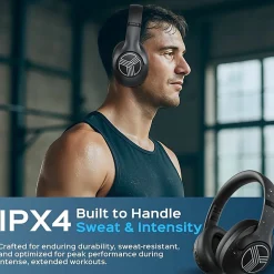 TREBLAB Z2 |Over Ear Workout Headphones with Microphone |Bluetooth 5.0, ANC|Wireless Headphones - Z2B