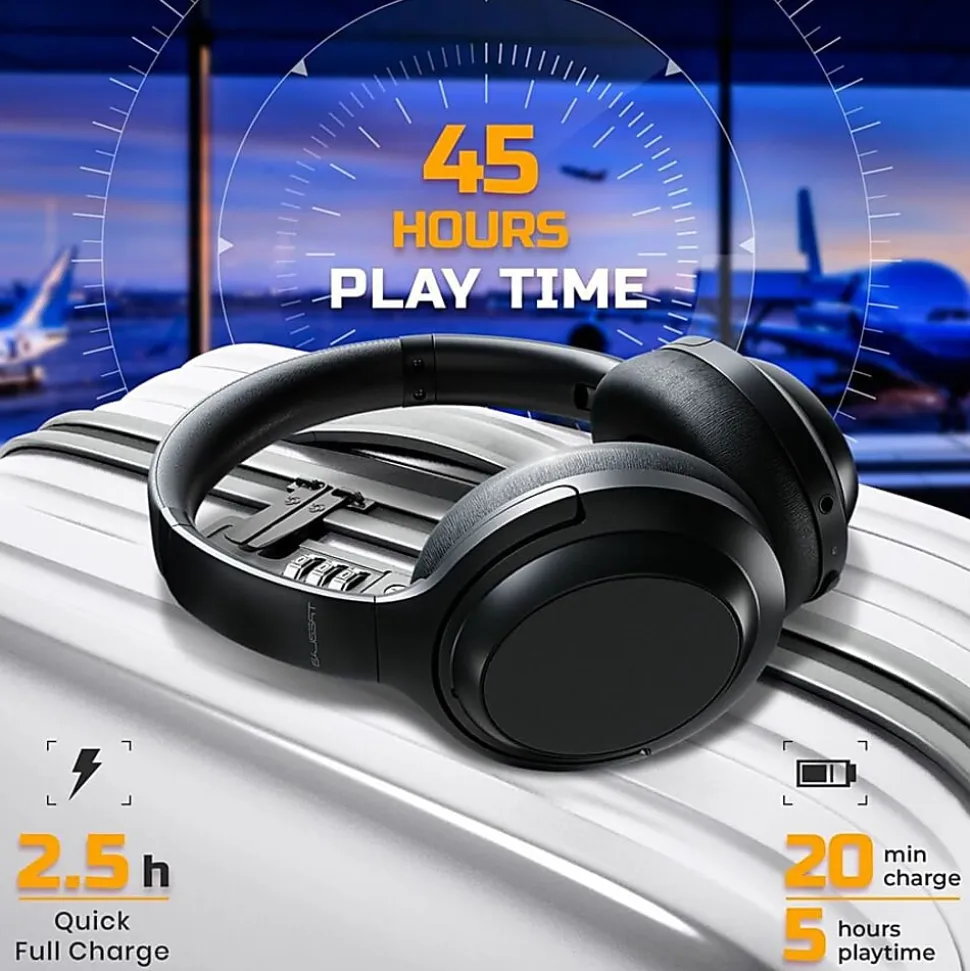 Treblab Z7 PRO, Hybrid Active Noise Canceling Headphones with Mic, 45H Playtime, Z7PRO