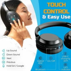 Treblab Z7 PRO, Hybrid Active Noise Canceling Headphones with Mic, 45H Playtime, Z7PRO