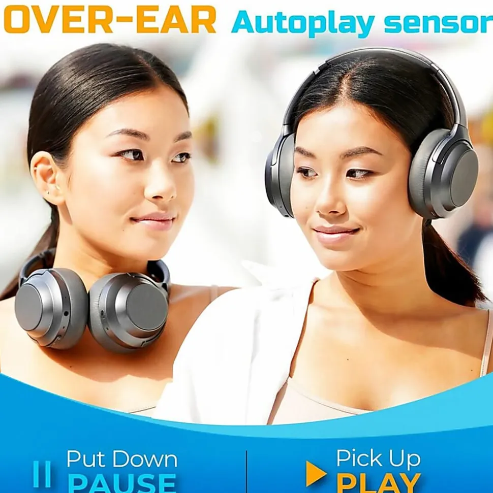 Treblab Z7 PRO, Hybrid Active Noise Canceling Headphones with Mic, 45H Playtime, Z7PRO