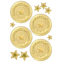 Trend Award Seal Stickers, Congratulations Gold, 32 Stickers Per Pack, Set Of 6 Packs