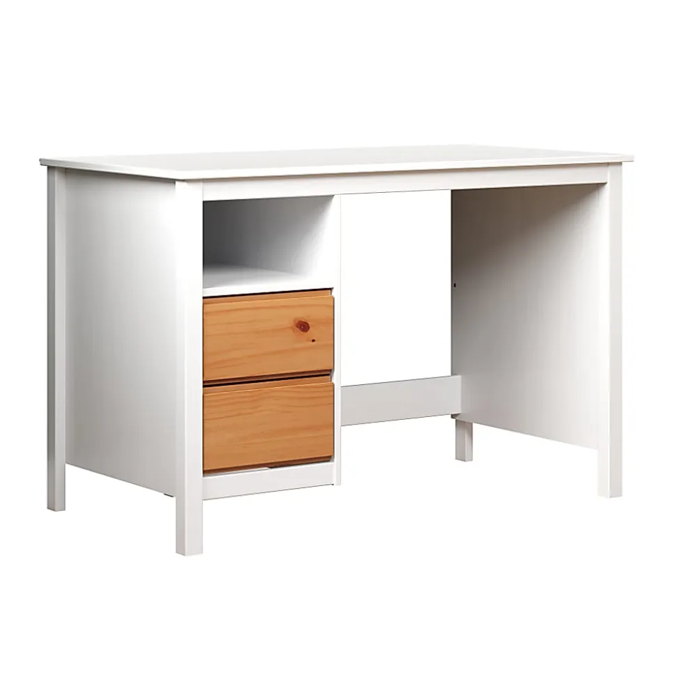 Trendfurn Eclipse 46"W Desk With Storage, White/Honey