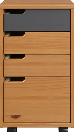 Trendfurn Mestre Roll Cart, 4 Drawers, 22” x 12-3/5”, Honey/Gray